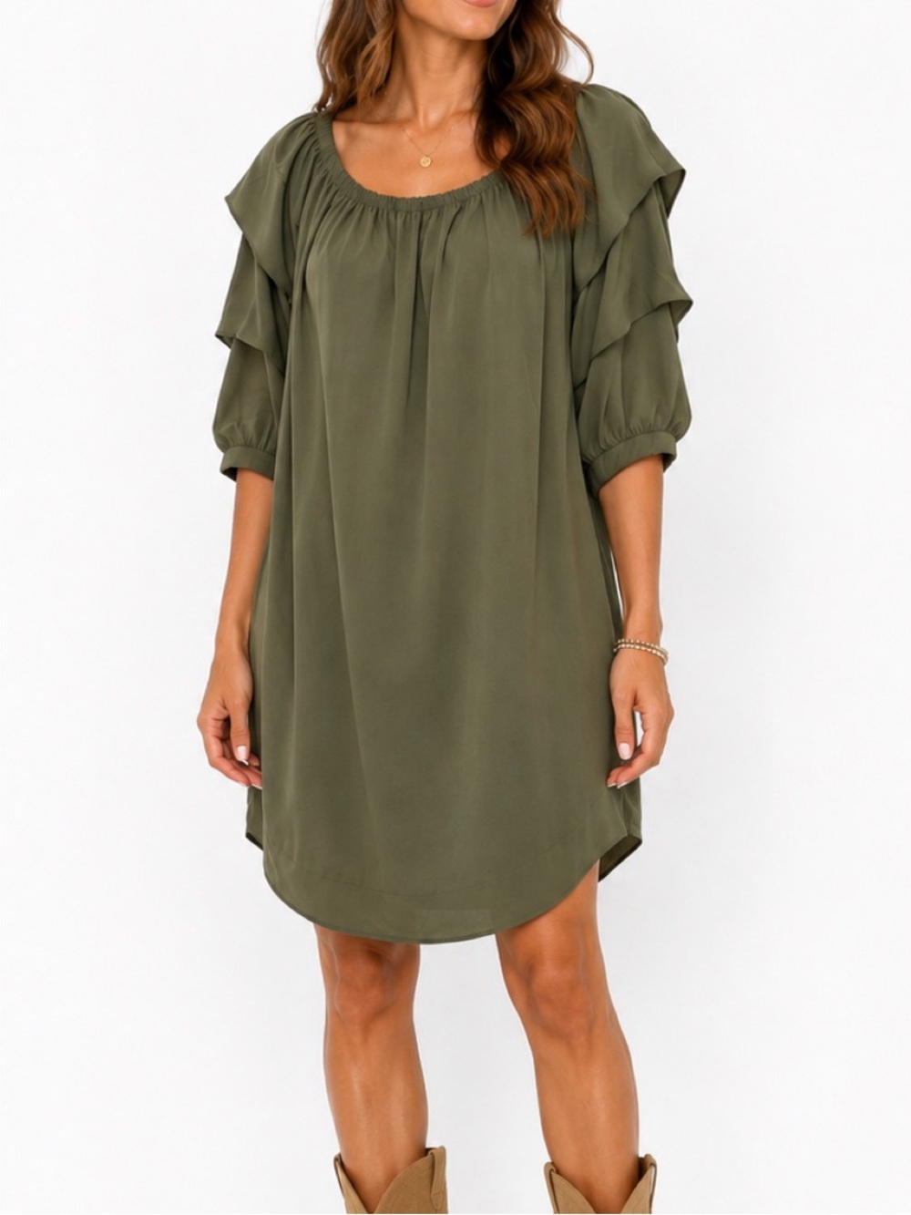 Wonderland by Orange dress with ruffle sleeves